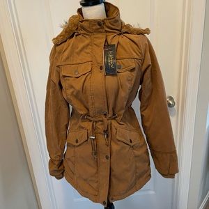 Brown hooded parka